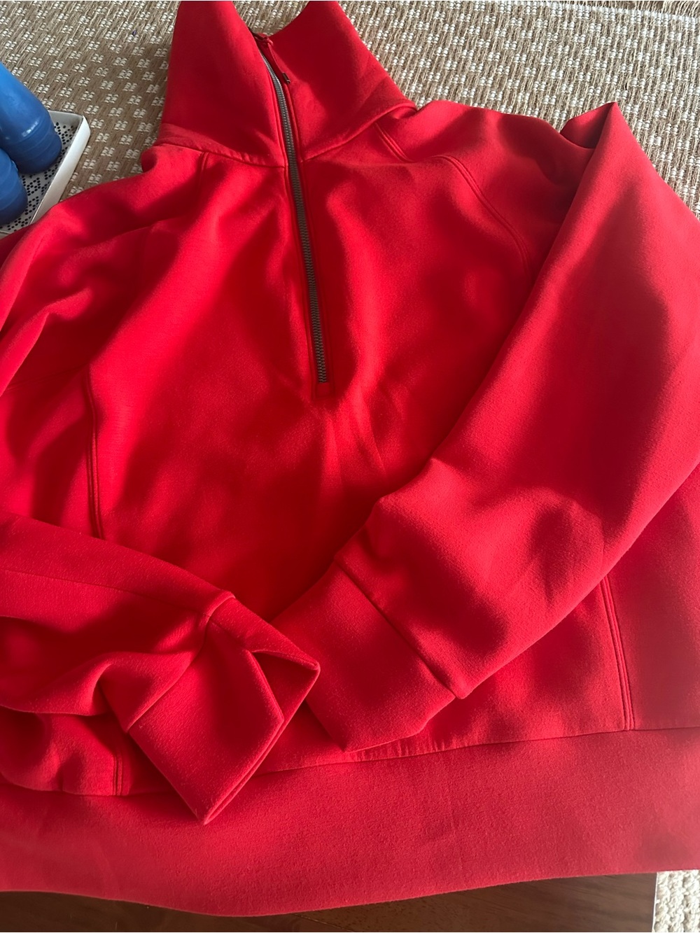Spanx Air Essentials Half Zip Red Pullover Sweatshirt - Picture 5 of 8